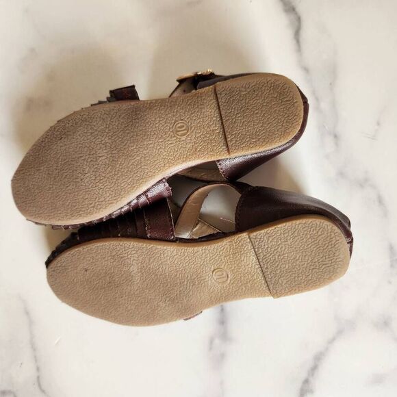 Lacey Lane size 10 girls Brown Huarache sandals woven round pointed toe summer s - Picture 7 of 7